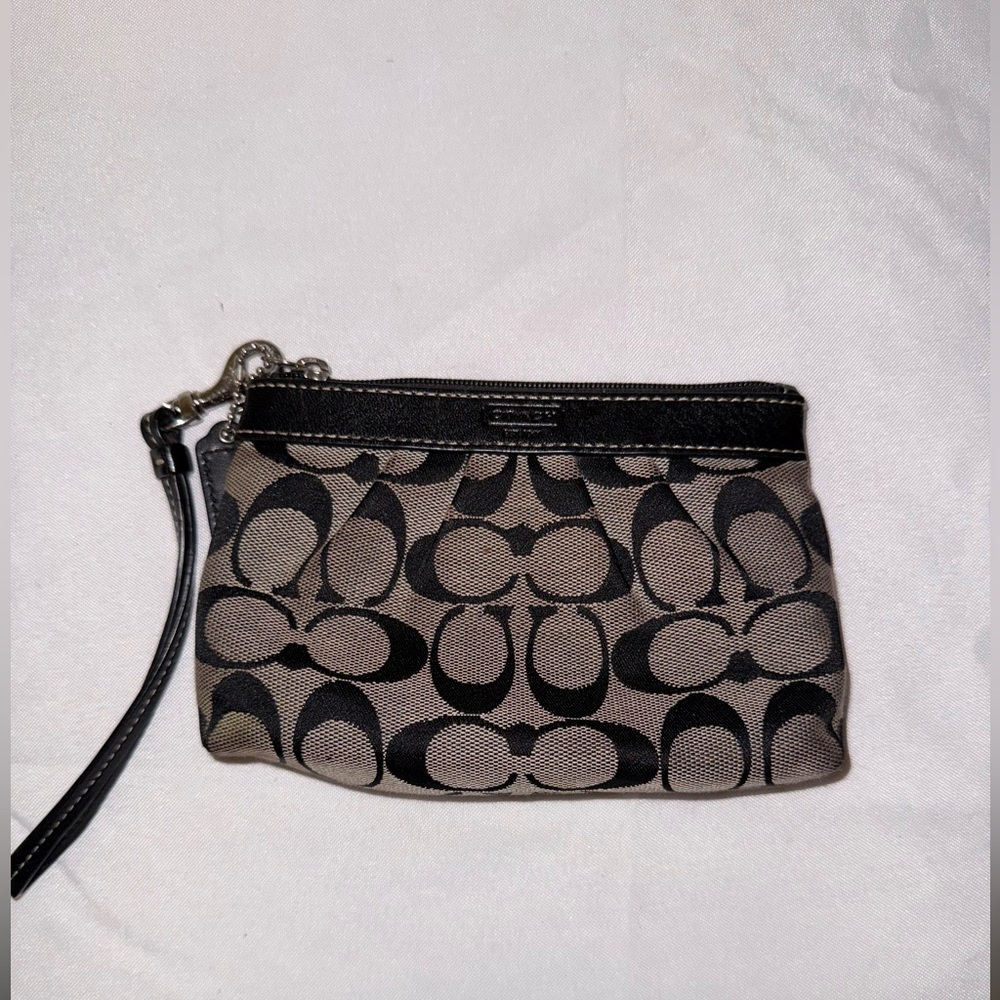 Coach Signature Black and Gray Wristlet